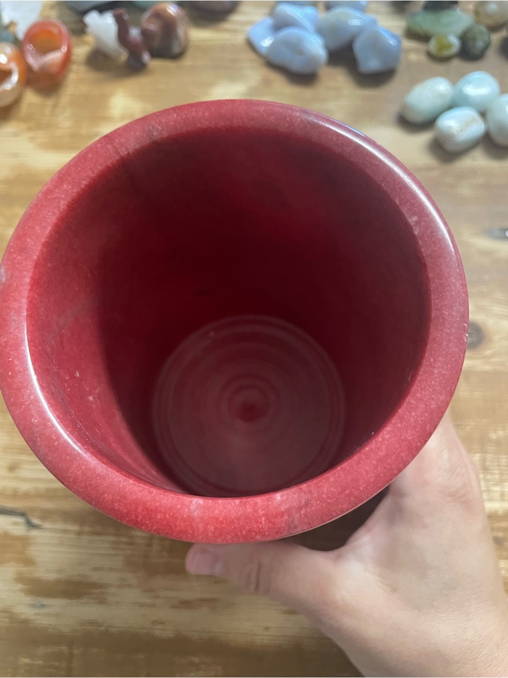 Solid stone. Red marble cutlery crock. - Picture 4 of 8